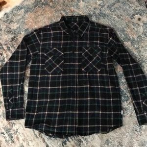 Mens, thick, collared, double breasted flannel.
